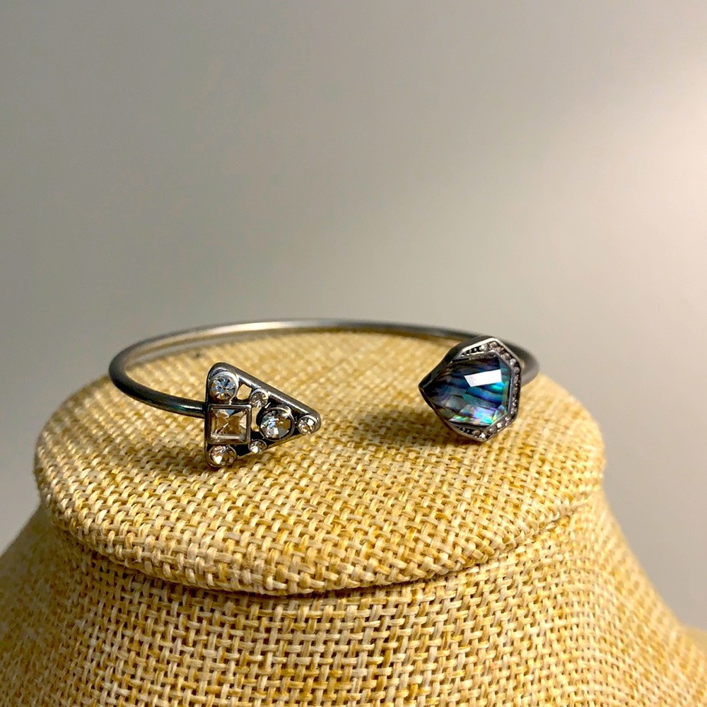 Chloe + Isabel Iridescent Stone and Diamond Crystal Silver Bangle